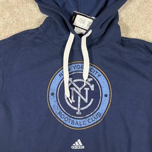 Adidas MLS Womens Small Blue New York City Football Club Hooded Sweatshirt NWT - Picture 2 of 6